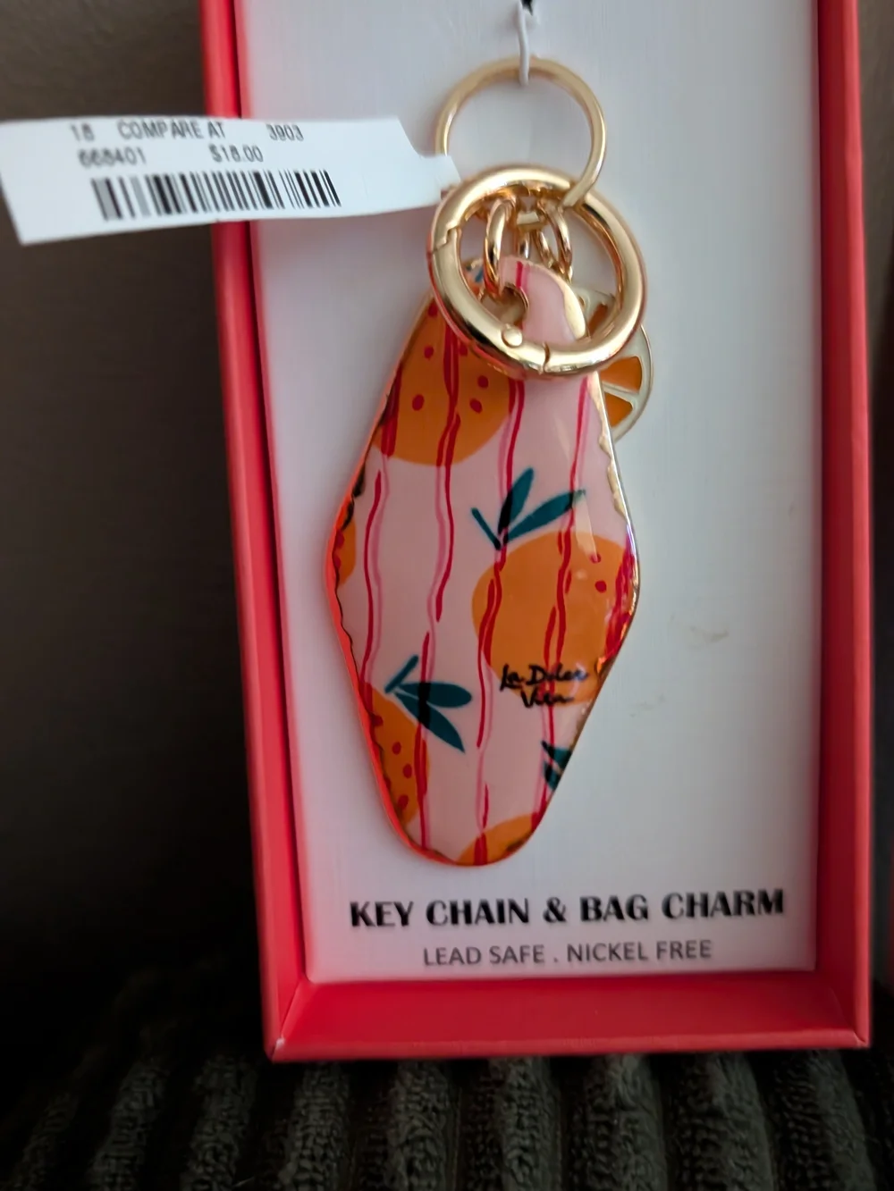 piper·k Pink Peach-Print Key Chain & Bag Charm